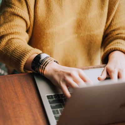 Student using a laptop computer